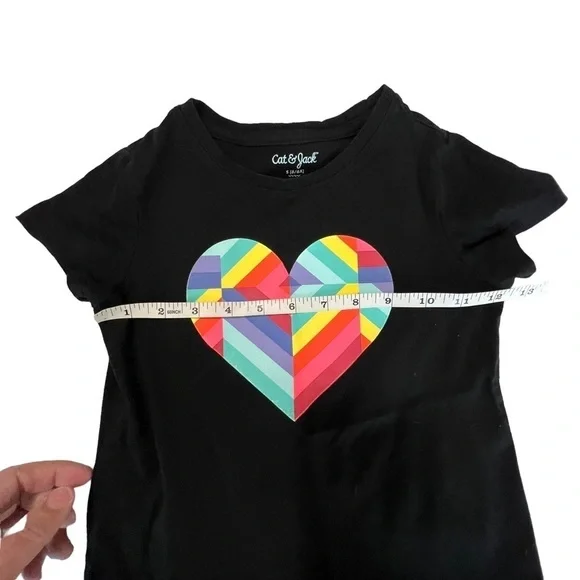 Cat & Jack Girls Size Large (6-6X)Tee Short Sleeve Rainbow Heart - Picture 5 of 7